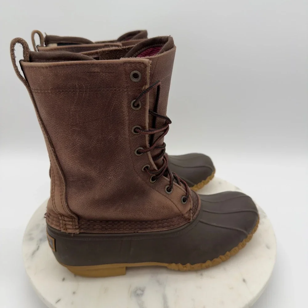 LL Bean Maine Hunting Shoe Mens 7M‎ Brown Gore Tex Thinsulate Duck Boots 10in